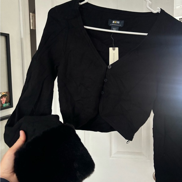 NWT Maeve anthropology fuzzy cuff micro cardigan - Picture 2 of 8